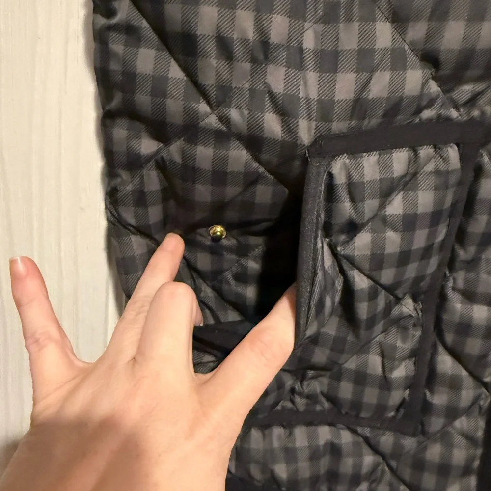 J. Crew Black and Gray Checkered Quilted Vest - Picture 2 of 9